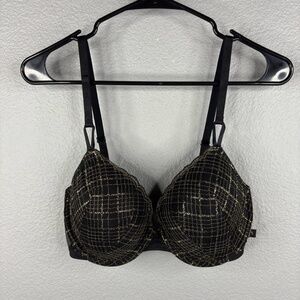 Victoria's Secret Lined Demi Bra Size 34DD - Black & Gold